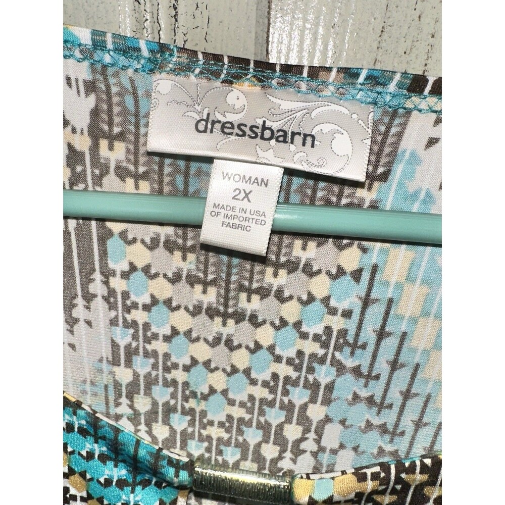 Dressbarn Tank Top Size 2X chevron print teal turquoise - Picture 5 of 8